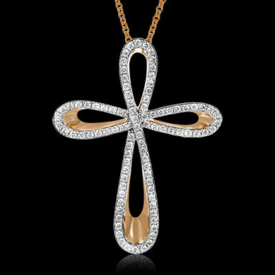 ZP470 Cross Pendant in 14k Gold with Diamonds