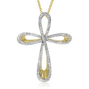 ZP470 Cross Pendant in 14k Gold with Diamonds