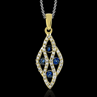 ZP668 Color Pendant in 14k Gold with Diamonds