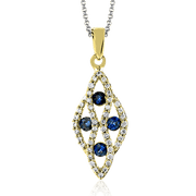 ZP668 Color Pendant in 14k Gold with Diamonds