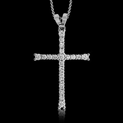 ZP766 Cross Pendant in 14k Gold with Diamonds