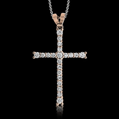ZP766 Cross Pendant in 14k Gold with Diamonds