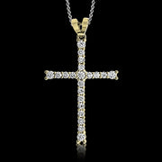 ZP766 Cross Pendant in 14k Gold with Diamonds