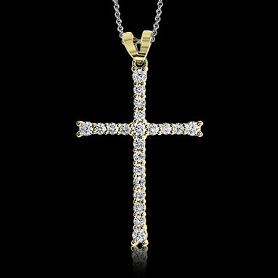 ZP766 Cross Pendant in 14k Gold with Diamonds