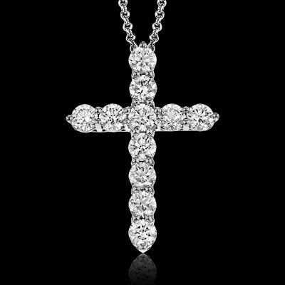 ZP795 Cross Pendant in 14k Gold with Diamonds