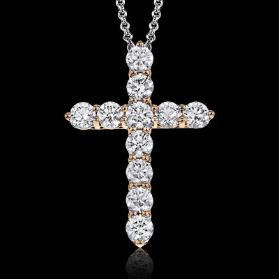 ZP795 Cross Pendant in 14k Gold with Diamonds