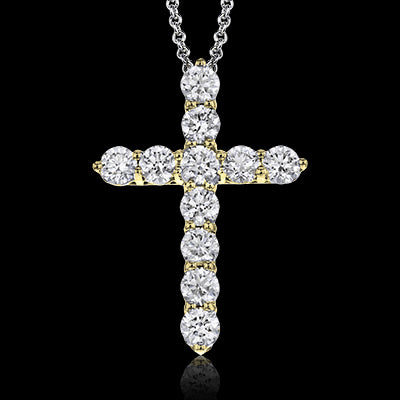 ZP795 Cross Pendant in 14k Gold with Diamonds