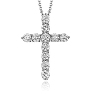 ZP795 Cross Pendant in 14k Gold with Diamonds