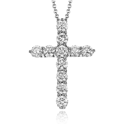 ZP795 Cross Pendant in 14k Gold with Diamonds