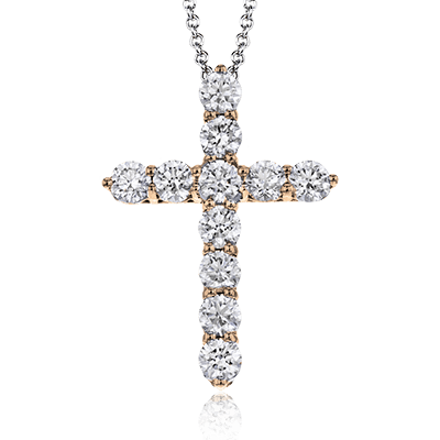 ZP795 Cross Pendant in 14k Gold with Diamonds