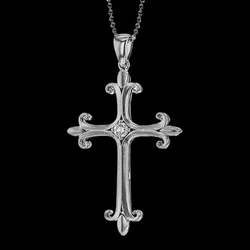 ZP796 Cross Pendant in 14k Gold with Diamonds