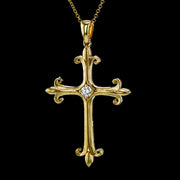 ZP796 Cross Pendant in 14k Gold with Diamonds