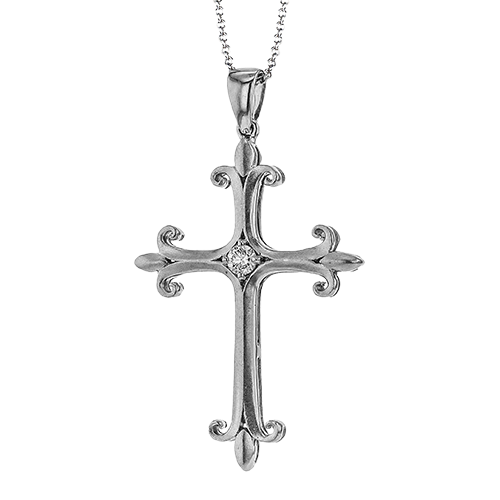 ZP796 Cross Pendant in 14k Gold with Diamonds