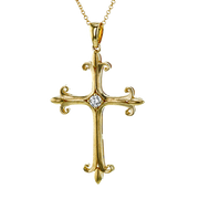 ZP796 Cross Pendant in 14k Gold with Diamonds