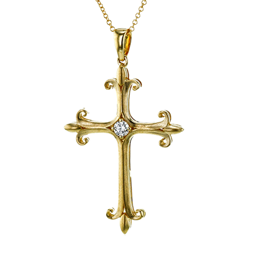 ZP796 Cross Pendant in 14k Gold with Diamonds
