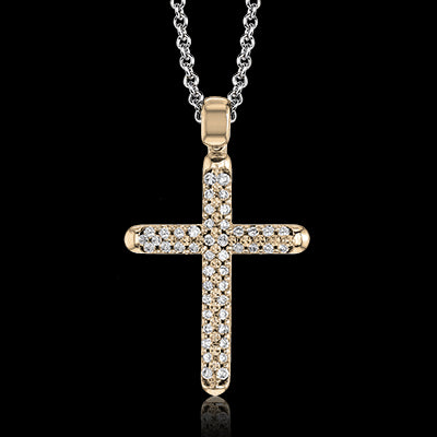 ZP800 Cross Pendant in 14k Gold with Diamonds