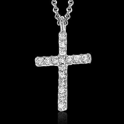 ZP862 Cross Pendant in 14k Gold with Diamonds