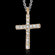 ZP862 Cross Pendant in 14k Gold with Diamonds
