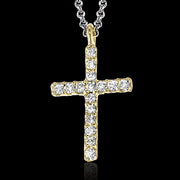 ZP862 Cross Pendant in 14k Gold with Diamonds