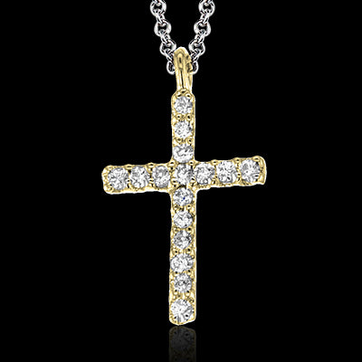 ZP862 Cross Pendant in 14k Gold with Diamonds