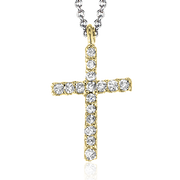 ZP862 Cross Pendant in 14k Gold with Diamonds