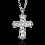 ZP863 Cross Pendant in 14k Gold with Diamonds