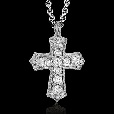 ZP863 Cross Pendant in 14k Gold with Diamonds