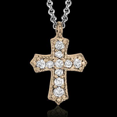 ZP863 Cross Pendant in 14k Gold with Diamonds