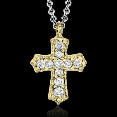 ZP863 Cross Pendant in 14k Gold with Diamonds