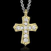 ZP863 Cross Pendant in 14k Gold with Diamonds