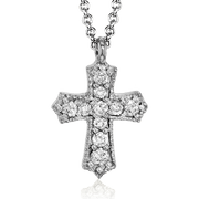 ZP863 Cross Pendant in 14k Gold with Diamonds
