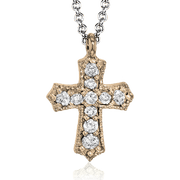ZP863 Cross Pendant in 14k Gold with Diamonds