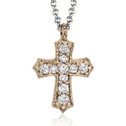 ZP863 Cross Pendant in 14k Gold with Diamonds