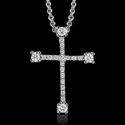 ZP903 Cross Pendant in 14k Gold with Diamonds
