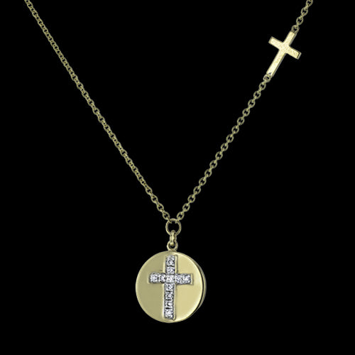 ZP912 Cross Pendant in 14k Gold with Diamonds