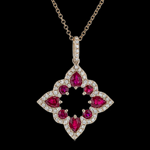 ZP921-R Color Pendant in 14k Gold with Diamonds