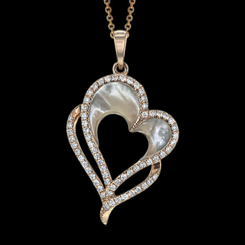 ZP927 Heart Pendant in 14k Gold with Diamonds