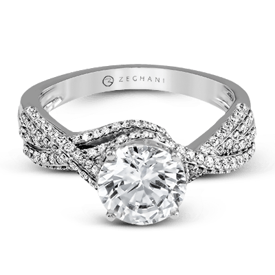 ZR1155 Engagement Ring in 14k Gold with Diamonds