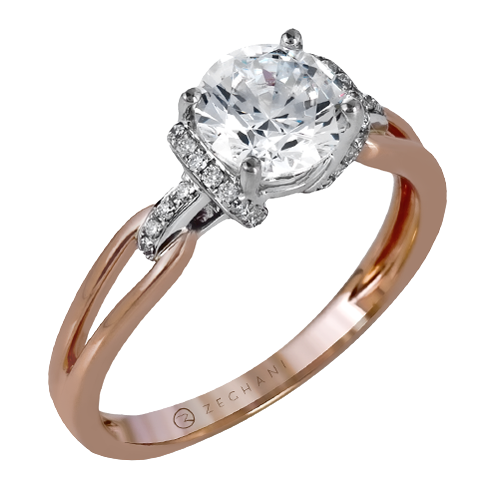 ZR1217 Engagement Ring in 14k Gold with Diamonds