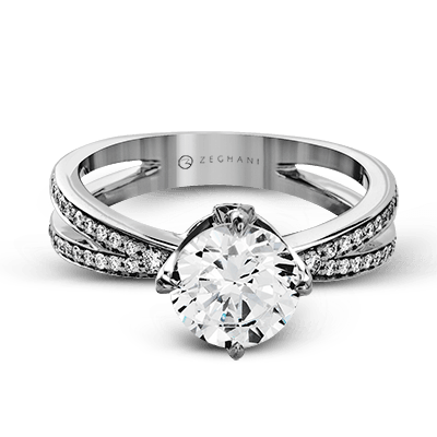 ZR1244 Engagement Ring in 14k Gold with Diamonds