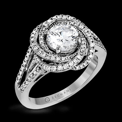 ZR1324 Engagement Ring in 14k Gold with Diamonds
