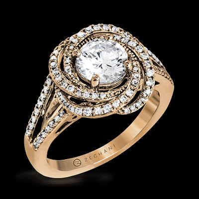 ZR1324 Engagement Ring in 14k Gold with Diamonds