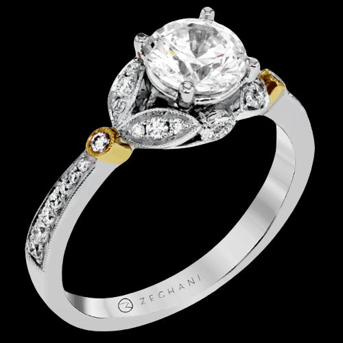 ZR1390 Engagement Ring in 14k Gold with Diamonds