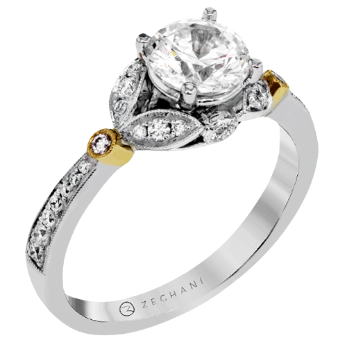 ZR1390 Engagement Ring in 14k Gold with Diamonds