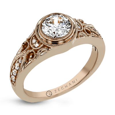 ZR1397 Engagement Ring in 14k Gold with Diamonds