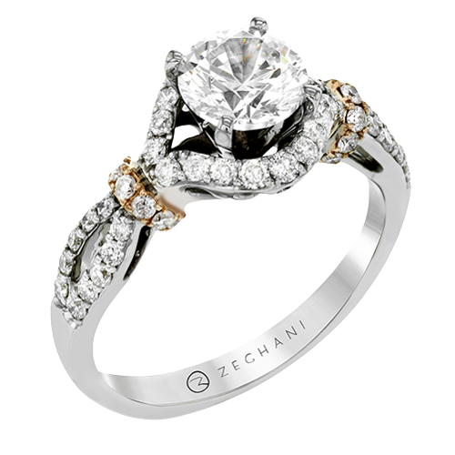 ZR1446 Engagement Ring in 14k Gold with Diamonds