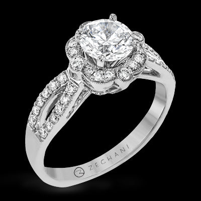 ZR1448 Engagement Ring in 14k Gold with Diamonds