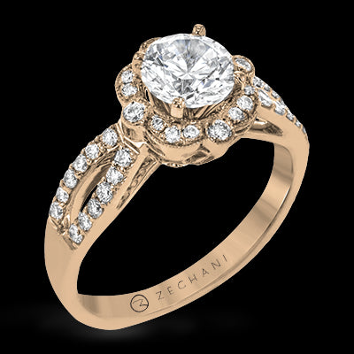 ZR1448 Engagement Ring in 14k Gold with Diamonds