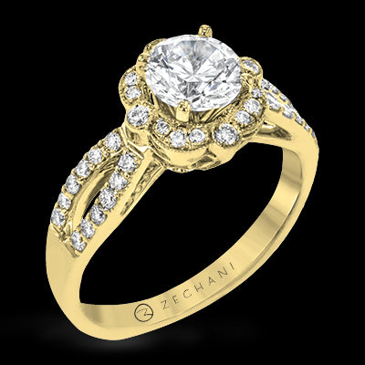 ZR1448 Engagement Ring in 14k Gold with Diamonds