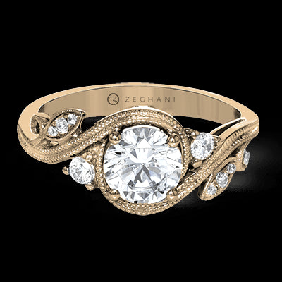 ZR1470 Engagement Ring in 14k Gold with Diamonds